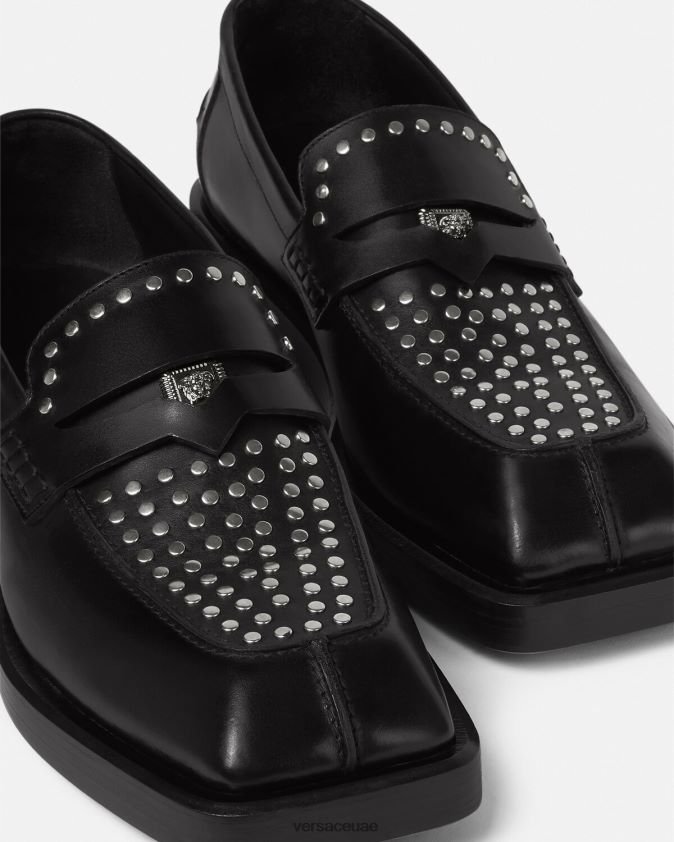 رجال حذاء لوفر مربع مرصع Versace أسود 0FVD2J1578 حذاء