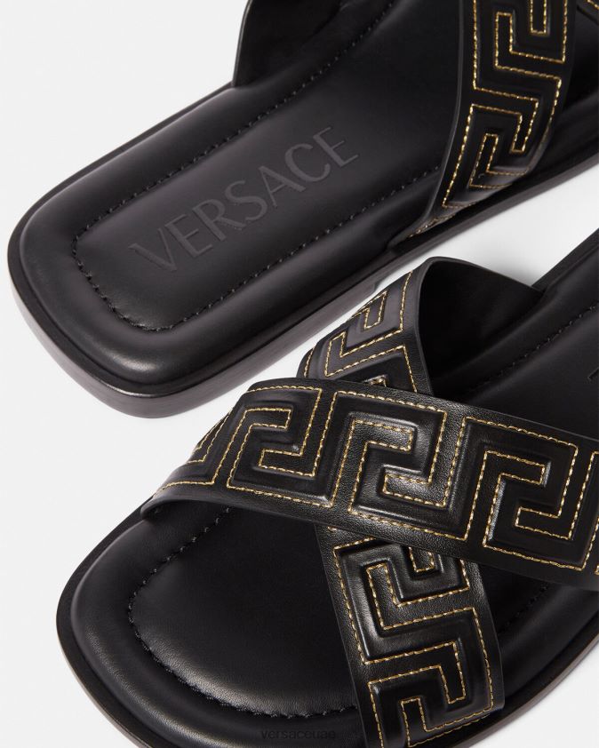 رجال الصنادل اليونانية Versace أسود 0FVD2J1589 حذاء