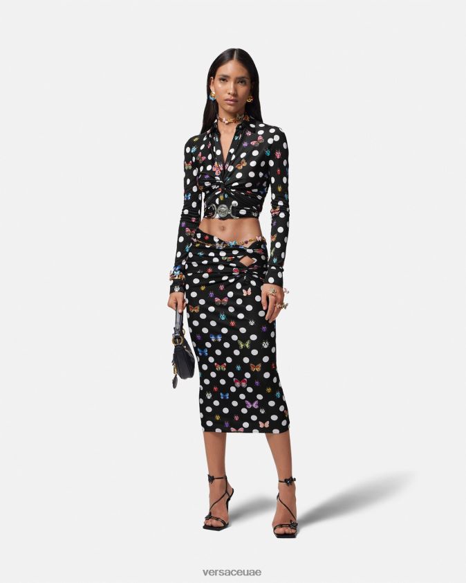 نحيف تنورة ميدي معقودة على شكل فراشات Versace مطبعة 0FVD2J158 ملابس