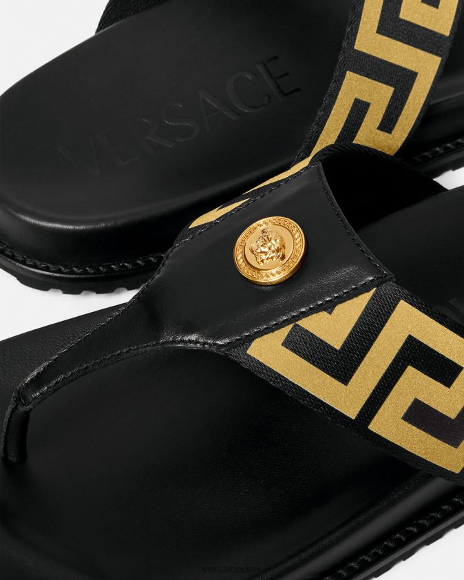 رجال صندل ميدوسا اليوناني Versace الذهب الأسود 0FVD2J1591 حذاء