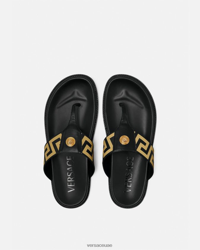 رجال صندل ميدوسا اليوناني Versace الذهب الأسود 0FVD2J1591 حذاء