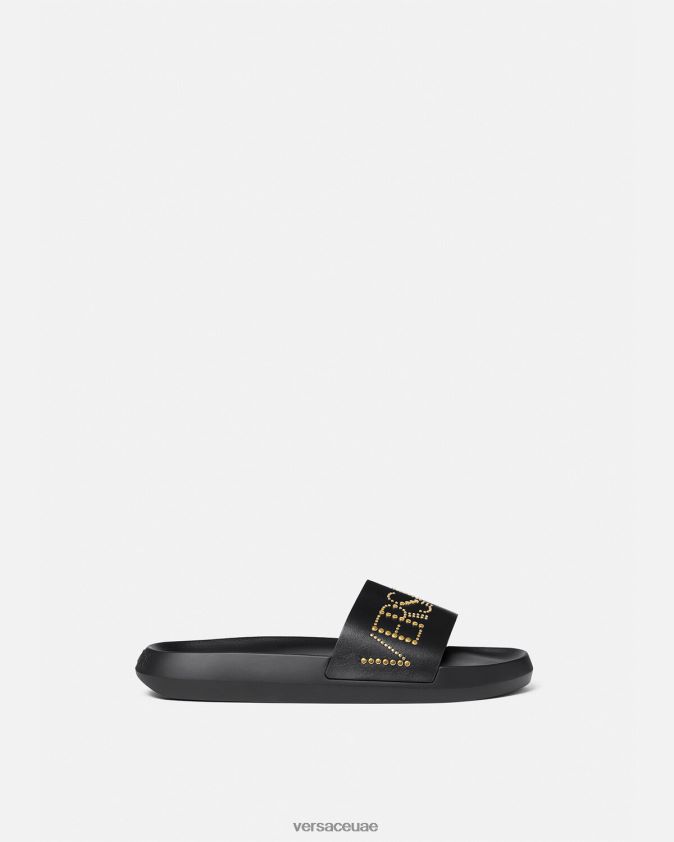 رجال شرائح الشعار المرصعة Versace أسود 0FVD2J1596 حذاء