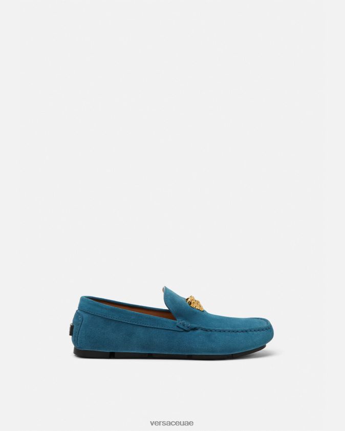 رجال حذاء سائق لا ميدوسا من جلد الغزال Versace أزرق 0FVD2J1600 حذاء