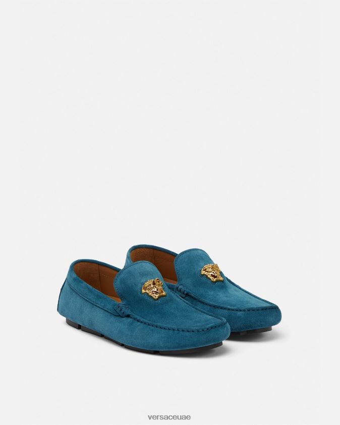 رجال حذاء سائق لا ميدوسا من جلد الغزال Versace أزرق 0FVD2J1600 حذاء