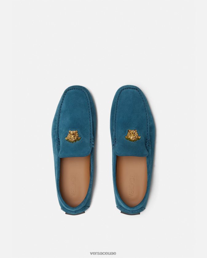 رجال حذاء سائق لا ميدوسا من جلد الغزال Versace أزرق 0FVD2J1600 حذاء