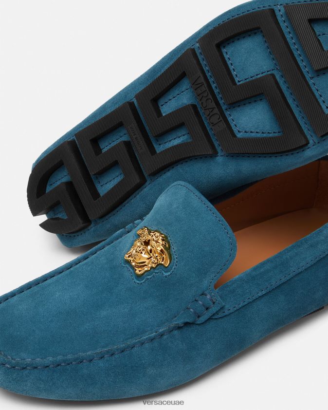 رجال حذاء سائق لا ميدوسا من جلد الغزال Versace أزرق 0FVD2J1600 حذاء