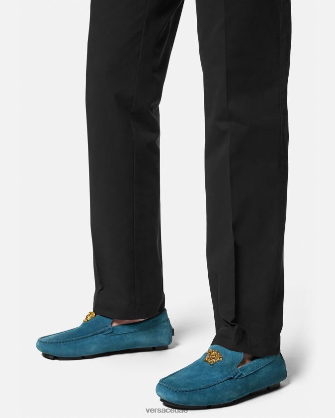 رجال حذاء سائق لا ميدوسا من جلد الغزال Versace أزرق 0FVD2J1600 حذاء