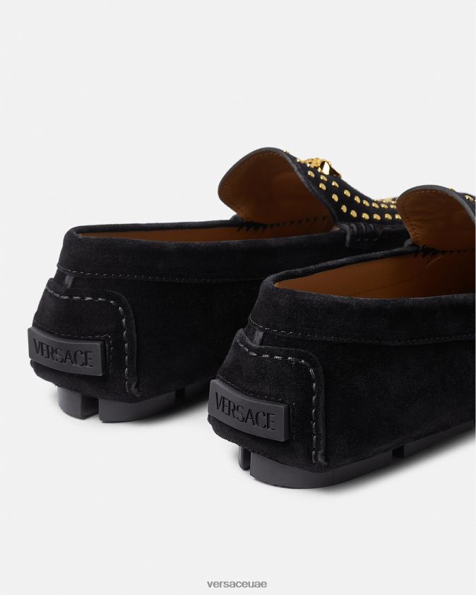 رجال حذاء سائق لا ميدوسا من جلد الغزال Versace أسود 0FVD2J1607 حذاء