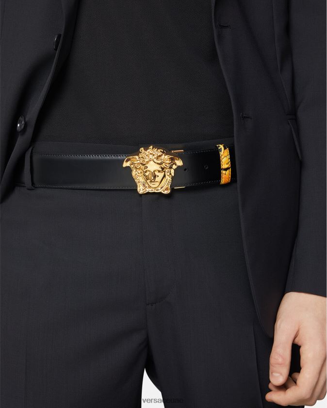 رجال حزام من الجلد ذو وجهين من باروكو Versace مطبعة 0FVD2J1617 مُكَمِّلات