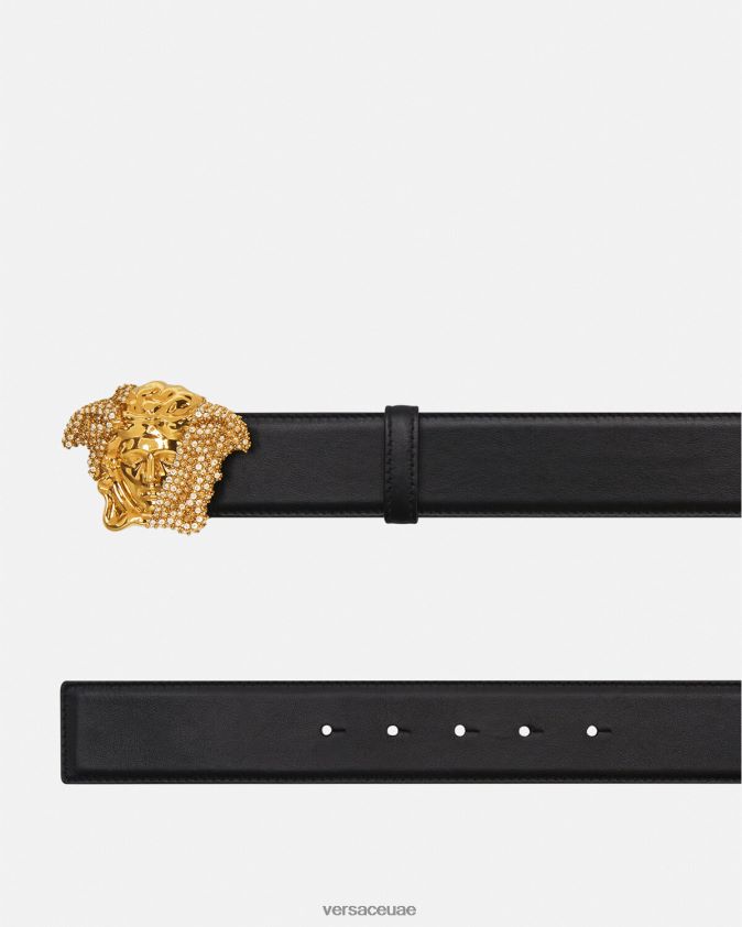 رجال حزام جلد كريستال لا ميدوسا Versace أسود 0FVD2J1618 مُكَمِّلات