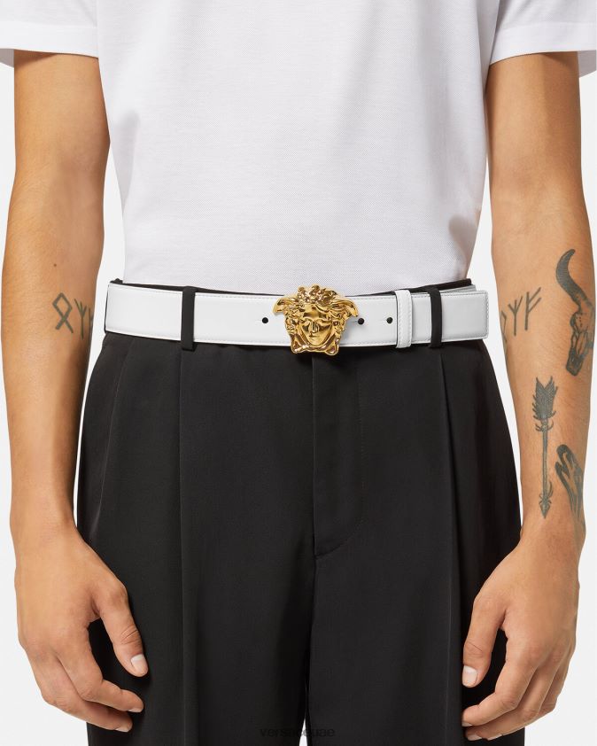 رجال حزام جلد لا ميدوسا Versace ذهب ابيض 0FVD2J1622 مُكَمِّلات