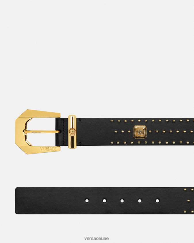 رجال حزام جلد تراثي ميدوسا مرصع Versace أسود 0FVD2J1625 مُكَمِّلات