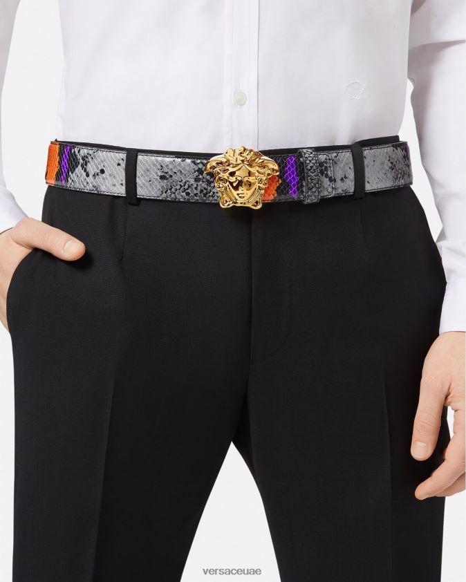 رجال حزام من الجلد بطباعة ميدوسا بايثون Versace متعدد الألوان 0FVD2J1631 مُكَمِّلات