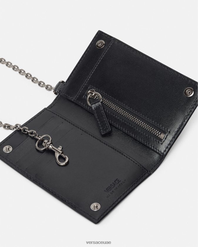 رجال حامل بطاقات بسلسلة توقيع لا غريكا Versace أسود اللون الرمادي 0FVD2J1652 مُكَمِّلات