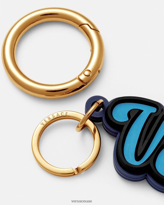 رجال سلسلة مفاتيح من السيليكون بشعار الجامعة Versace أزرق 0FVD2J1655 مُكَمِّلات