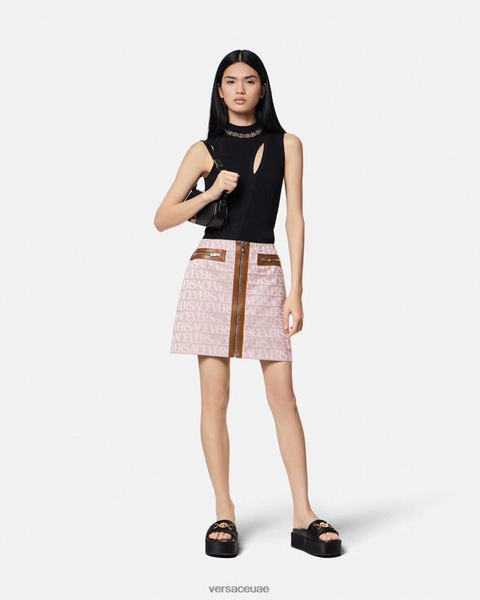 نحيف كل انحاء تنورة صغيرة Versace الوردي والطباعة 0FVD2J165 ملابس