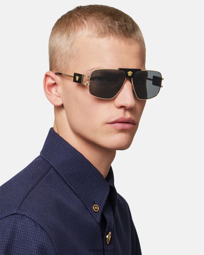 رجال مشروع خاص النظارات الشمسية الطيار Versace أسود 0FVD2J1672 مُكَمِّلات