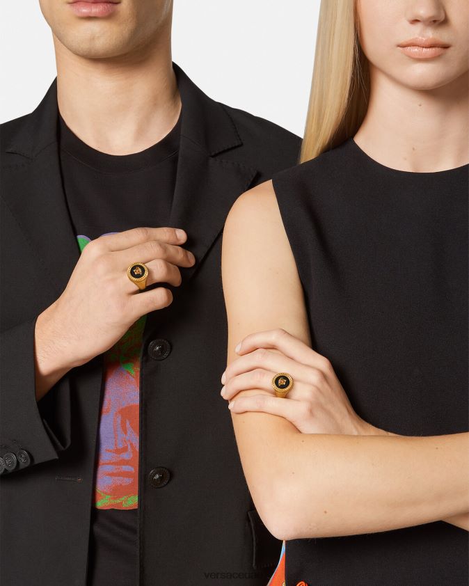 رجال خاتم ميدوسا المينا Versace الذهب الأسود 0FVD2J1692 مُكَمِّلات
