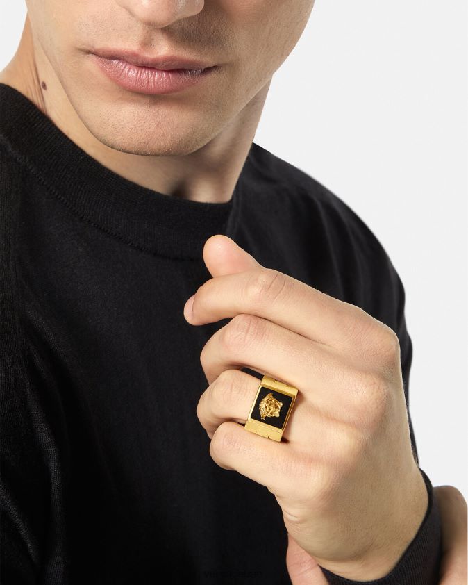 رجال خاتم ميدوسا المينا Versace الذهب الأسود 0FVD2J1697 مُكَمِّلات