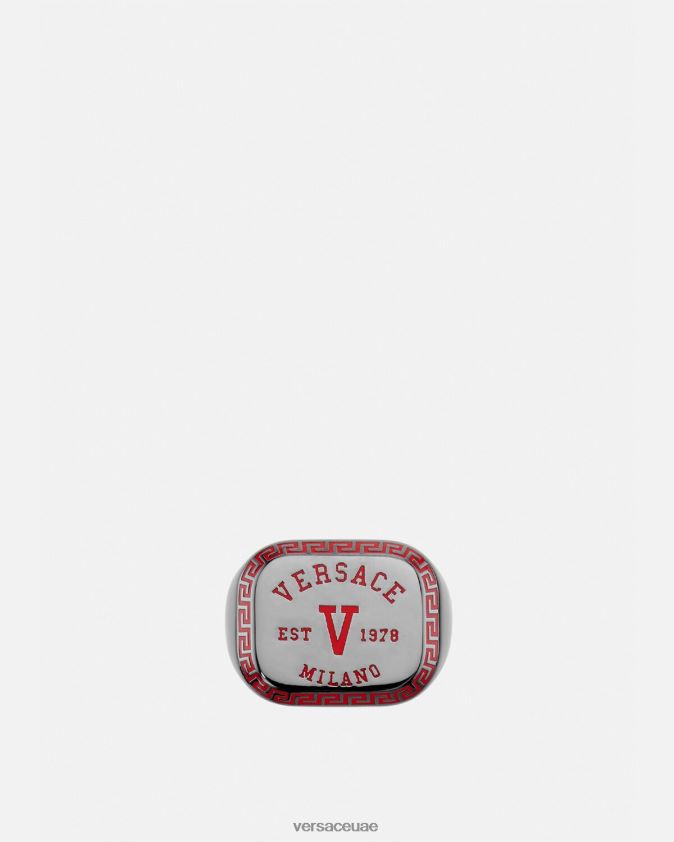 رجال حلقة شعار الجامعة Versace معدني وأحمر 0FVD2J1698 مُكَمِّلات