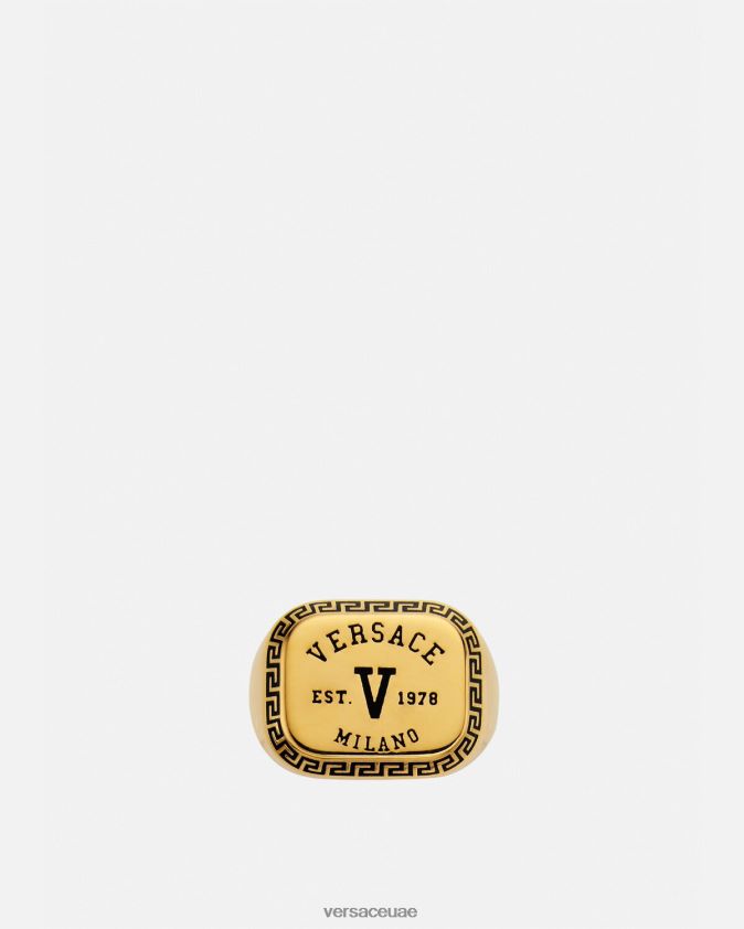 رجال حلقة شعار الجامعة Versace الذهب الأسود 0FVD2J1699 مُكَمِّلات