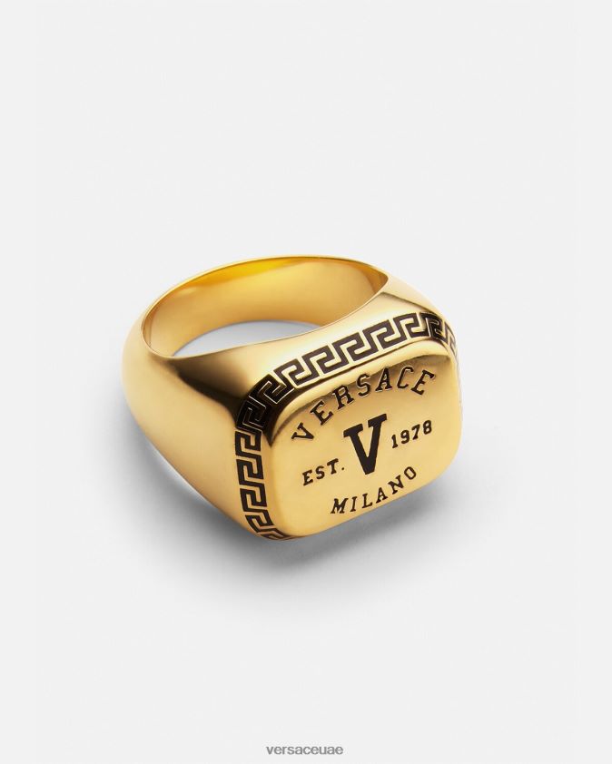 رجال حلقة شعار الجامعة Versace الذهب الأسود 0FVD2J1699 مُكَمِّلات