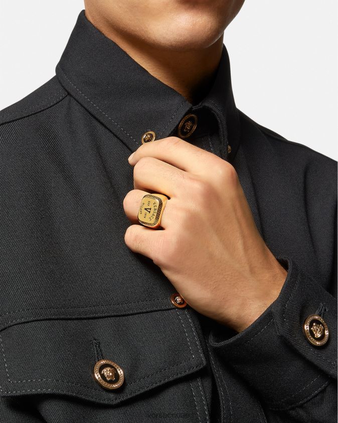 رجال حلقة شعار الجامعة Versace الذهب الأسود 0FVD2J1699 مُكَمِّلات