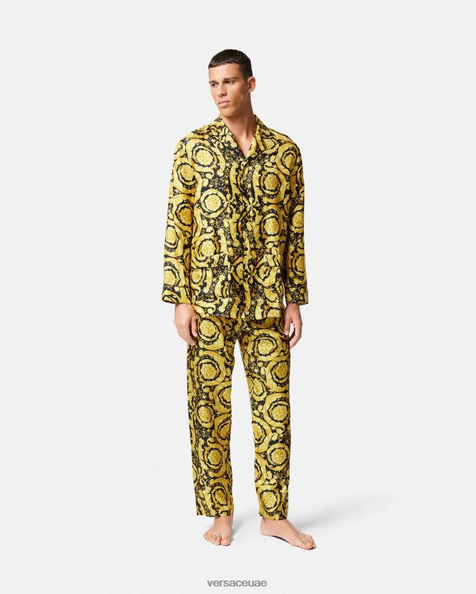 رجال بنطال بيجامة حرير بطبعة الباروك Versace مطبعة 0FVD2J1736 الملابس الداخلية وملابس البحر