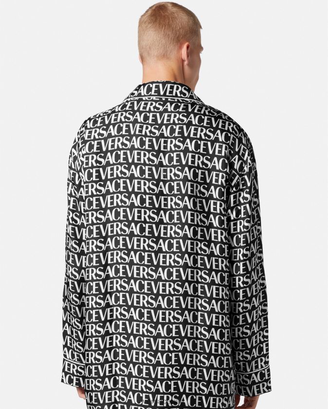 رجال كل انحاء بيجامة أعلى Versace أسود وطباعة 0FVD2J1737 الملابس الداخلية وملابس البحر