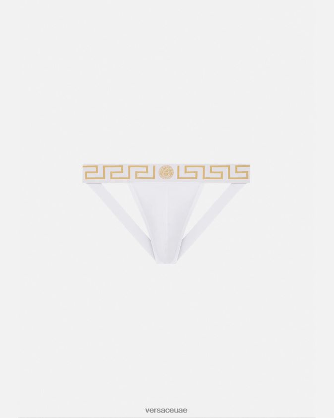 رجال حزام رياضي على الحدود اليونانية Versace ذهب ابيض 0FVD2J1776 الملابس الداخلية وملابس البحر
