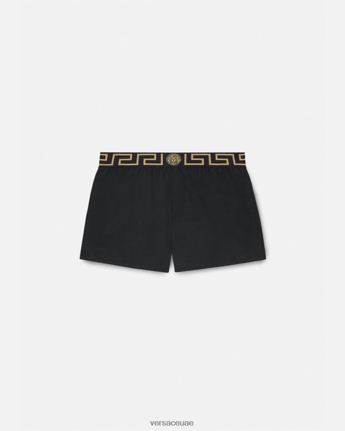 رجال سراويل السباحة الحدود اليونانية Versace أسود 0FVD2J1811 الملابس الداخلية وملابس البحر