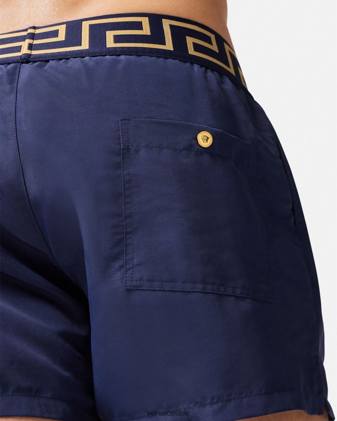 رجال سراويل السباحة الحدود اليونانية Versace أزرق 0FVD2J1814 الملابس الداخلية وملابس البحر