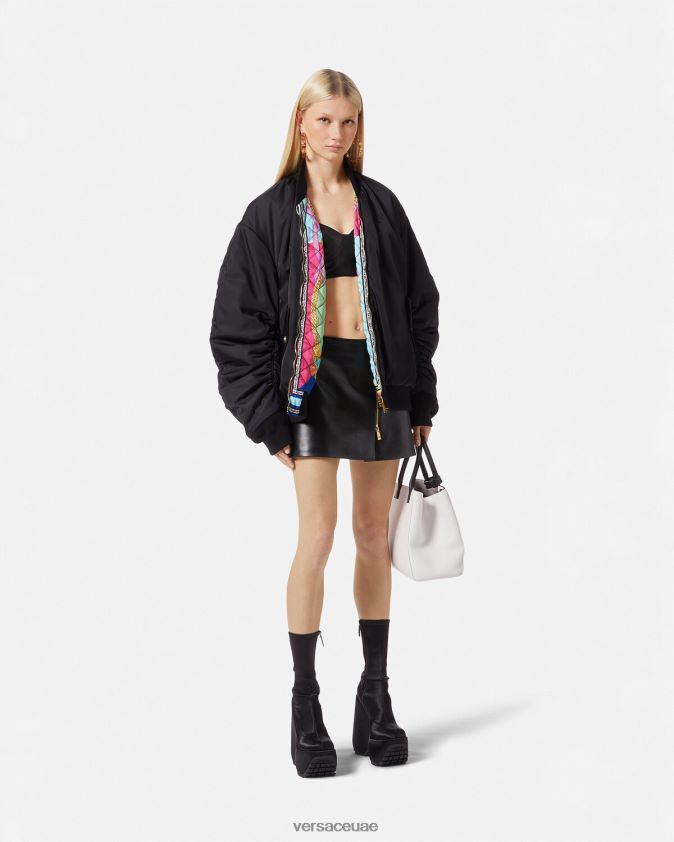نحيف تنورة جلدية صغيرة ميدوسا Versace أسود 0FVD2J181 ملابس