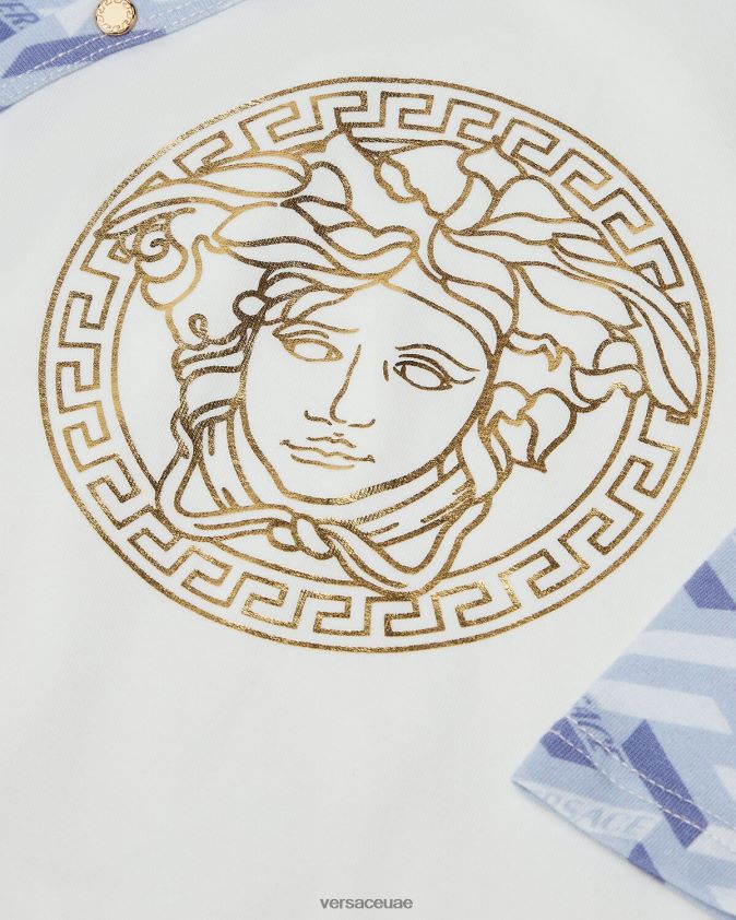 أطفال بدلة نوم ميدوسا لا غريكا للأطفال Versace أزرق فاتح وأبيض 0FVD2J1832 ملابس