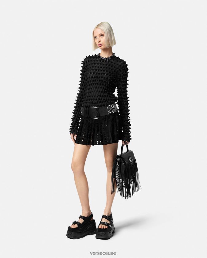 نحيف تنورة قصيرة مطوية متماسكة Versace أسود 0FVD2J184 ملابس