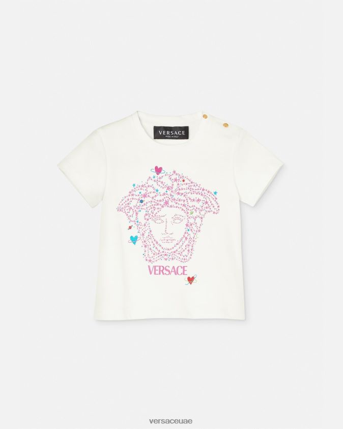 أطفال تي شيرت ميدوسا للأطفال Versace الأبيض والطباعة 0FVD2J1853 ملابس