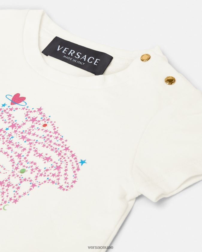 أطفال تي شيرت ميدوسا للأطفال Versace الأبيض والطباعة 0FVD2J1853 ملابس