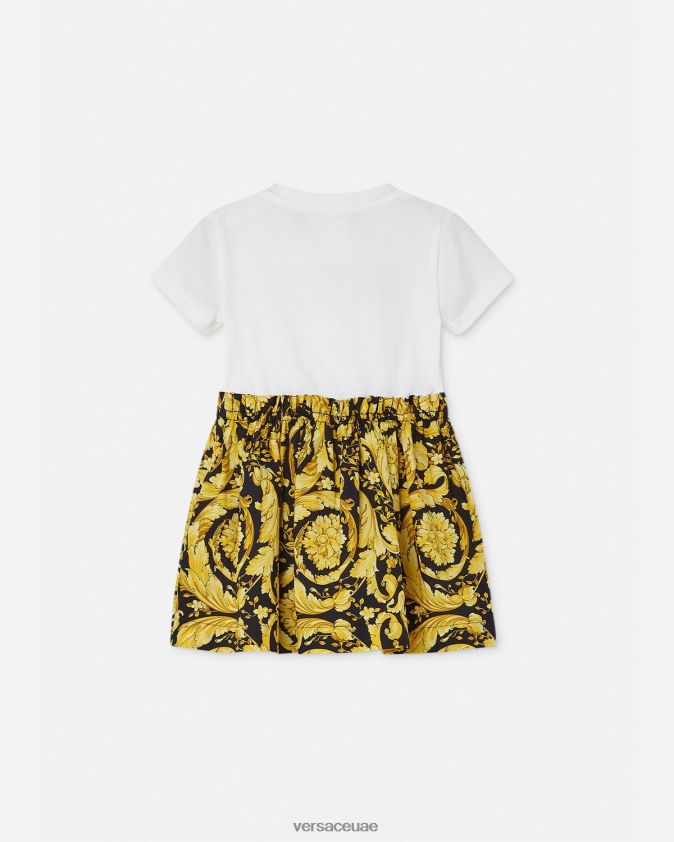 أطفال فستان باروكو للأطفال تي شيرت Versace الأبيض والطباعة 0FVD2J1858 ملابس