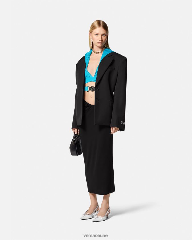 نحيف تنورة قلم رصاص ملفوفة Versace أسود 0FVD2J185 ملابس