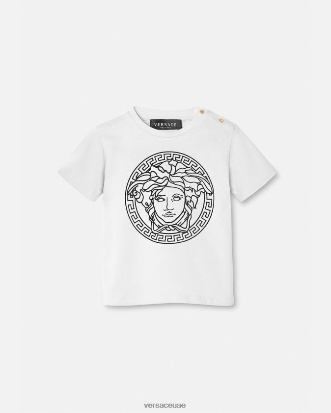 أطفال تي شيرت ميدوسا للأطفال Versace أبيض وأسود 0FVD2J1863 ملابس