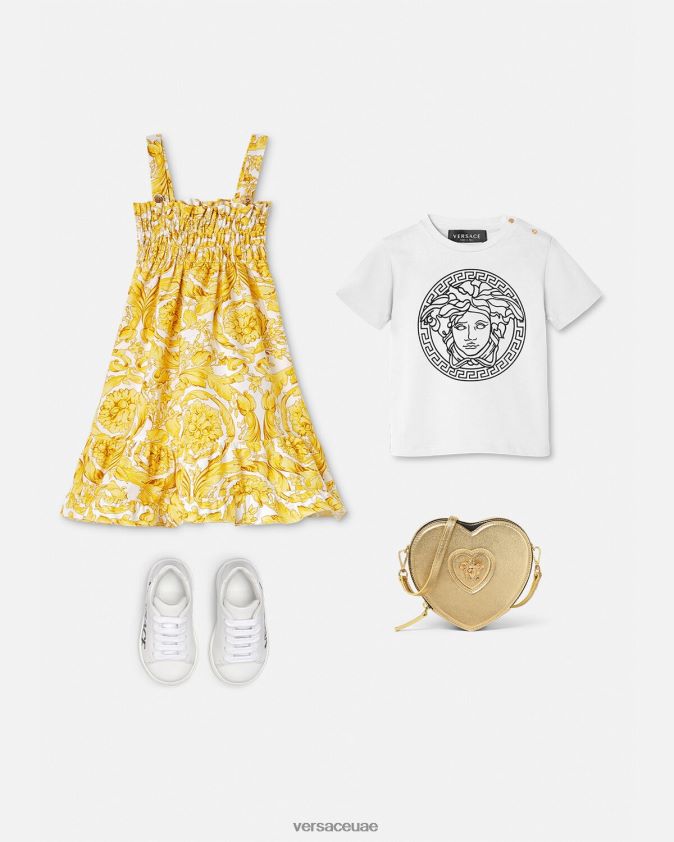 أطفال تي شيرت ميدوسا للأطفال Versace أبيض وأسود 0FVD2J1863 ملابس