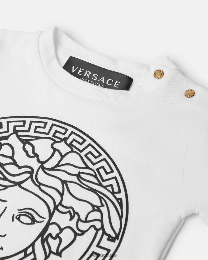 أطفال تي شيرت ميدوسا للأطفال Versace أبيض وأسود 0FVD2J1863 ملابس