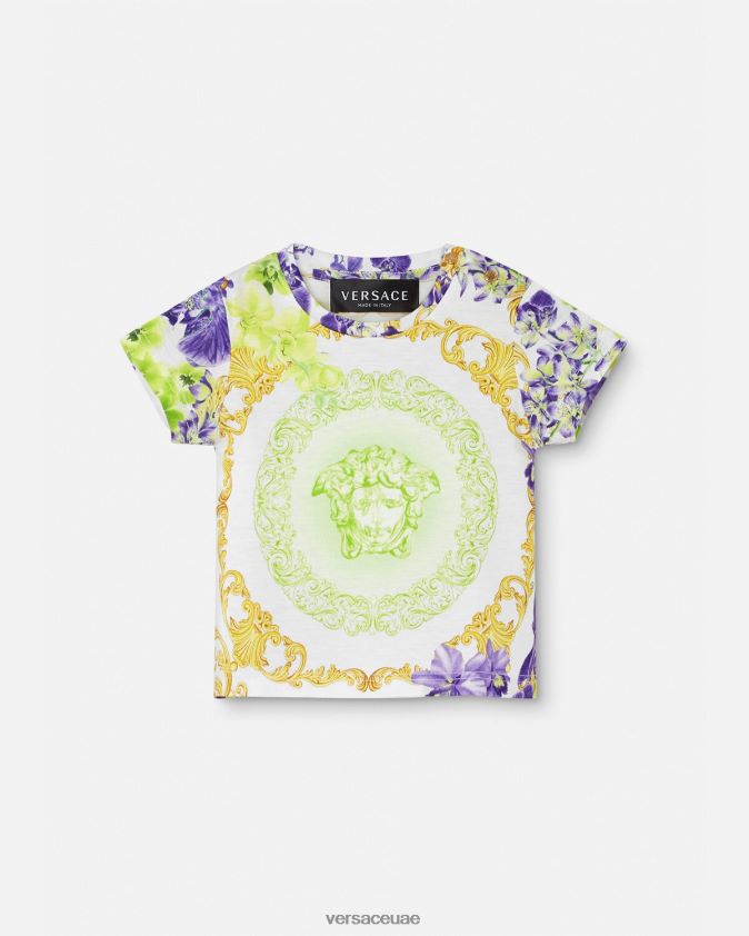 أطفال تي شيرت ميدوسا أوركيد للأطفال Versace الأبيض والطباعة 0FVD2J1866 ملابس