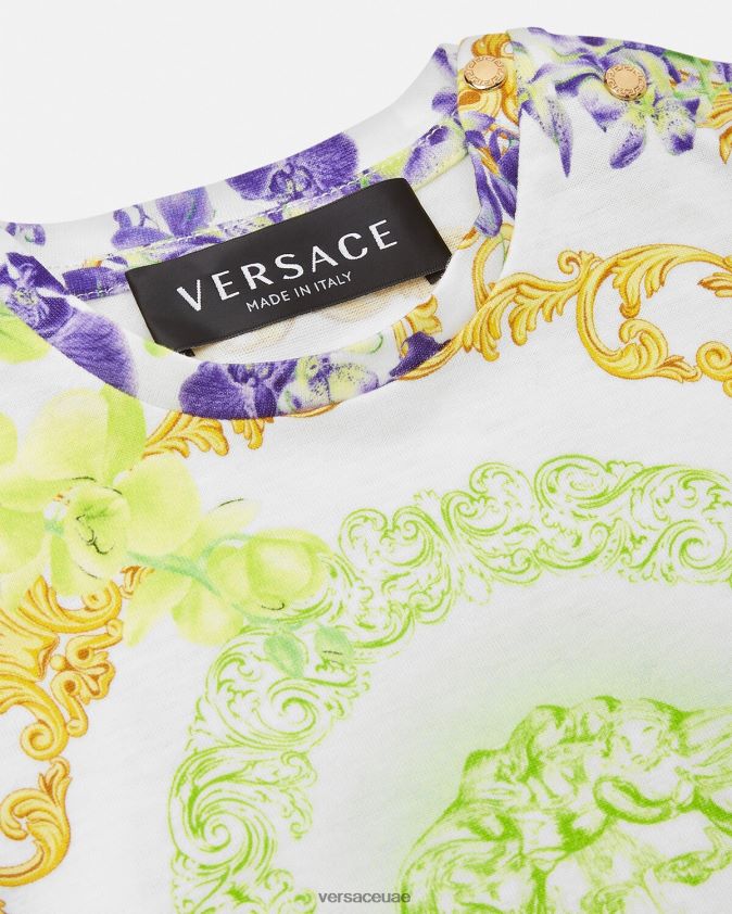 أطفال تي شيرت ميدوسا أوركيد للأطفال Versace الأبيض والطباعة 0FVD2J1866 ملابس