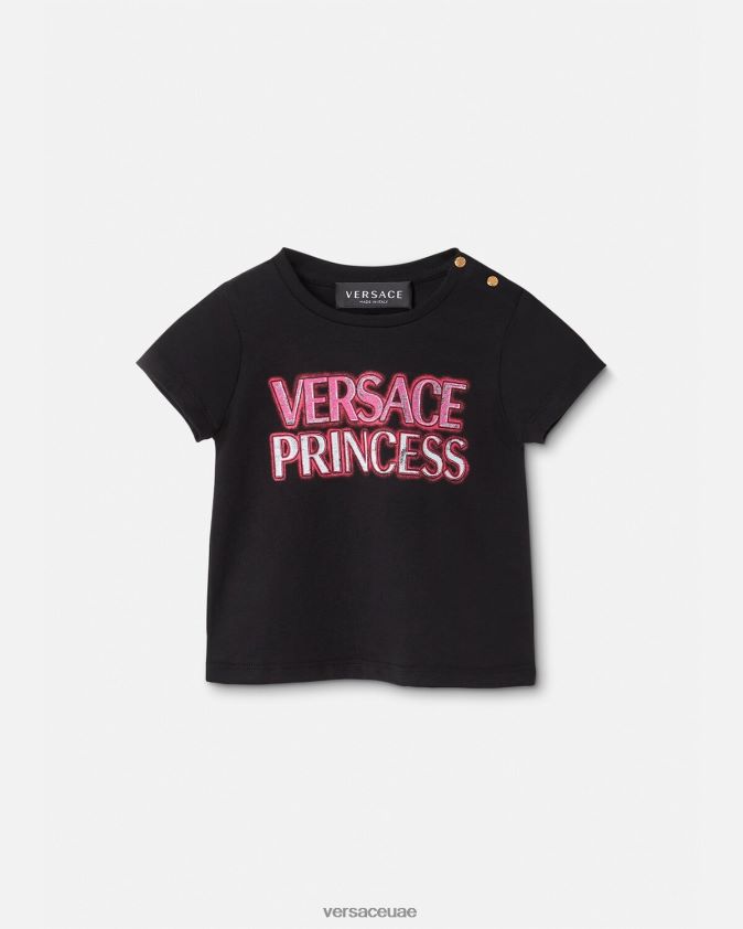 أطفال تي شيرت للأطفال بشعار "الأميرة". Versace أسود 0FVD2J1867 ملابس