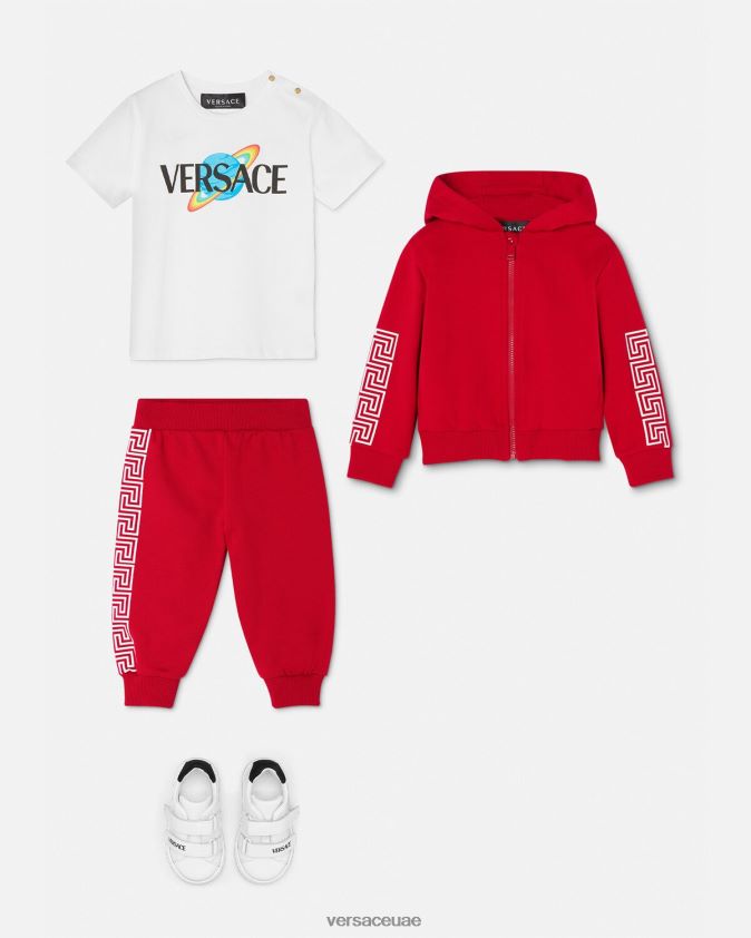 أطفال شعار تي شيرت الطفل Versace الأبيض والطباعة 0FVD2J1883 ملابس