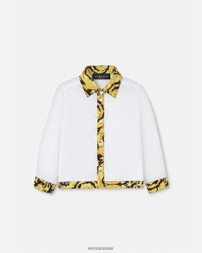 أطفال قميص باروكو للأطفال Versace الأبيض والطباعة 0FVD2J1901 ملابس
