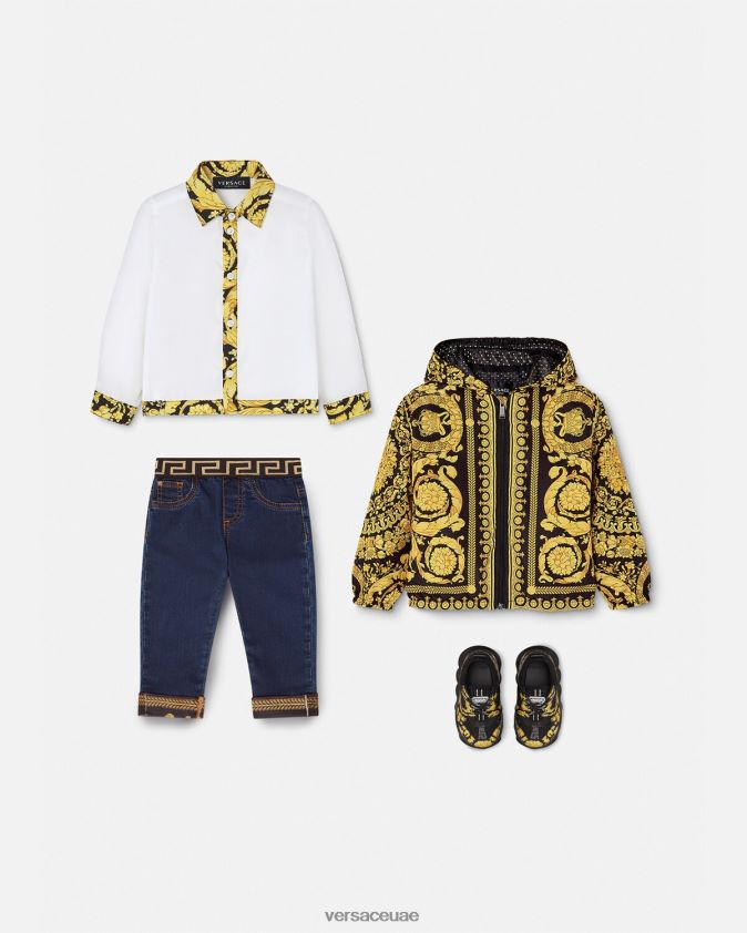 أطفال قميص باروكو للأطفال Versace الأبيض والطباعة 0FVD2J1901 ملابس