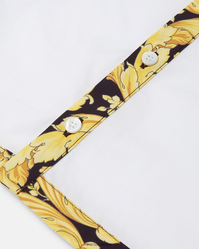 أطفال قميص باروكو للأطفال Versace الأبيض والطباعة 0FVD2J1901 ملابس