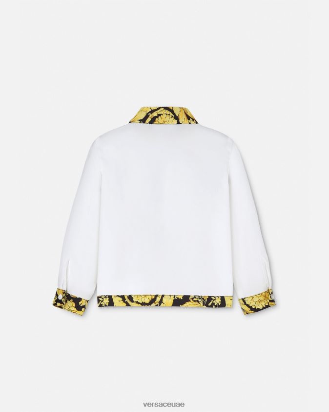 أطفال قميص باروكو للأطفال Versace الأبيض والطباعة 0FVD2J1901 ملابس